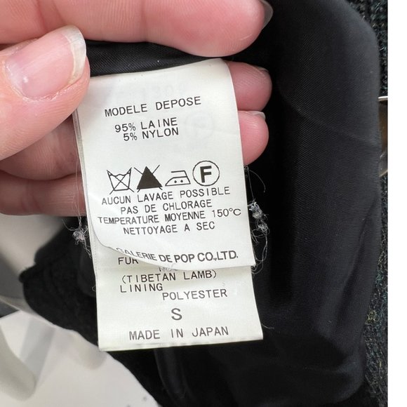 Gray Colored Tweed Wool PAS DE CALAIS Oversized Coat Sz Sm (Missing Fur Collar) - Picture 11 of 15